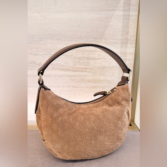 Jimmy Choo light Brown Suede Hobo crossbody Bag - Picture 3 of 6